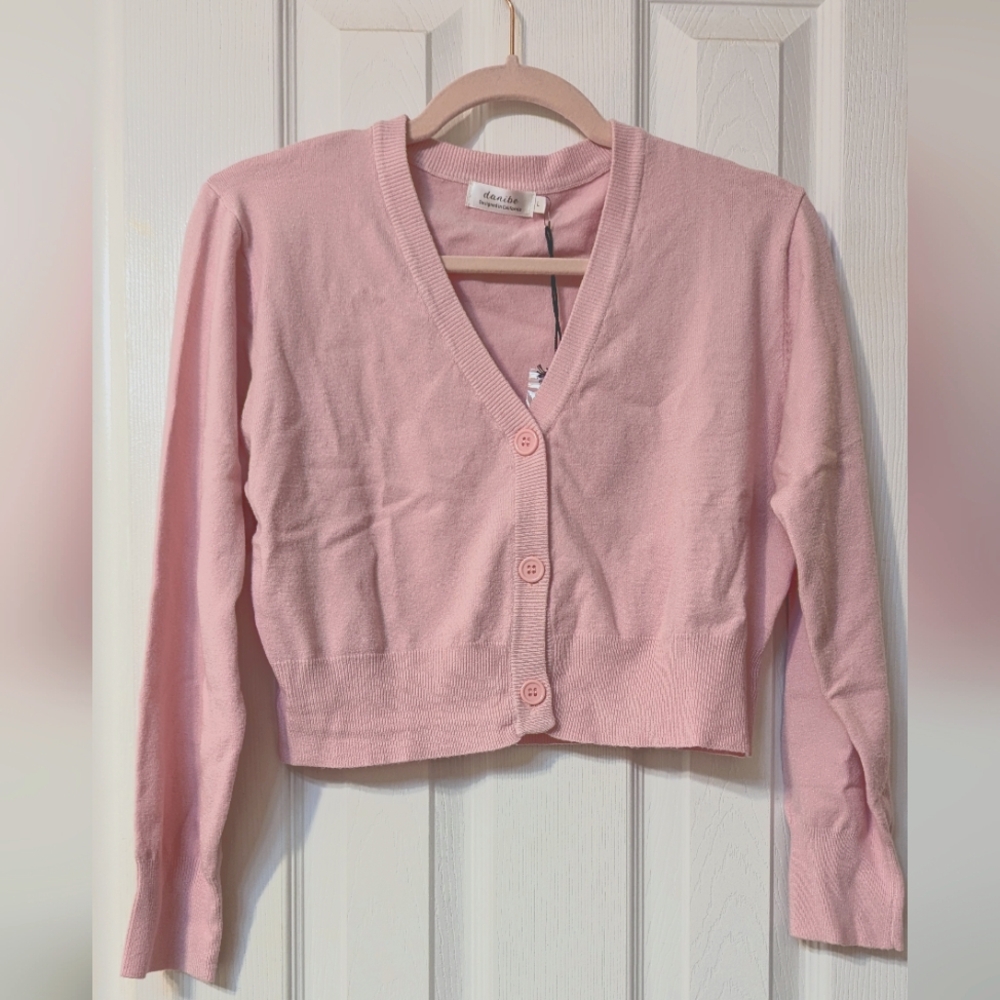 3/4 Sleeve Soft Open Front V-Neck Cropped Sweater Cardigan - Picture 9 of 9
